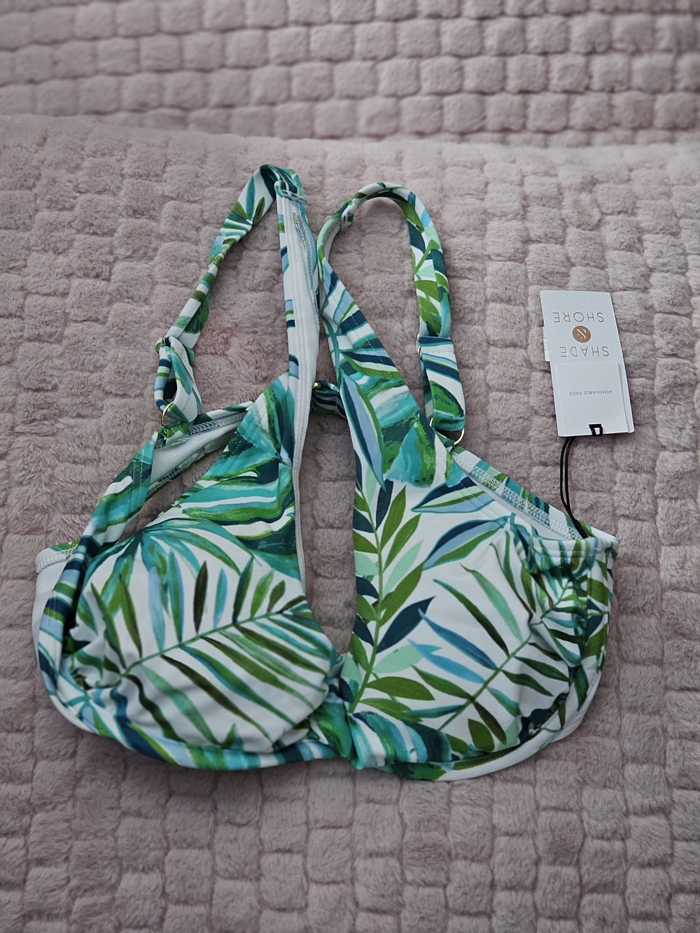 Shade & Shore Tropical Leaf Underwire Bikini Top - Green Leaf Print